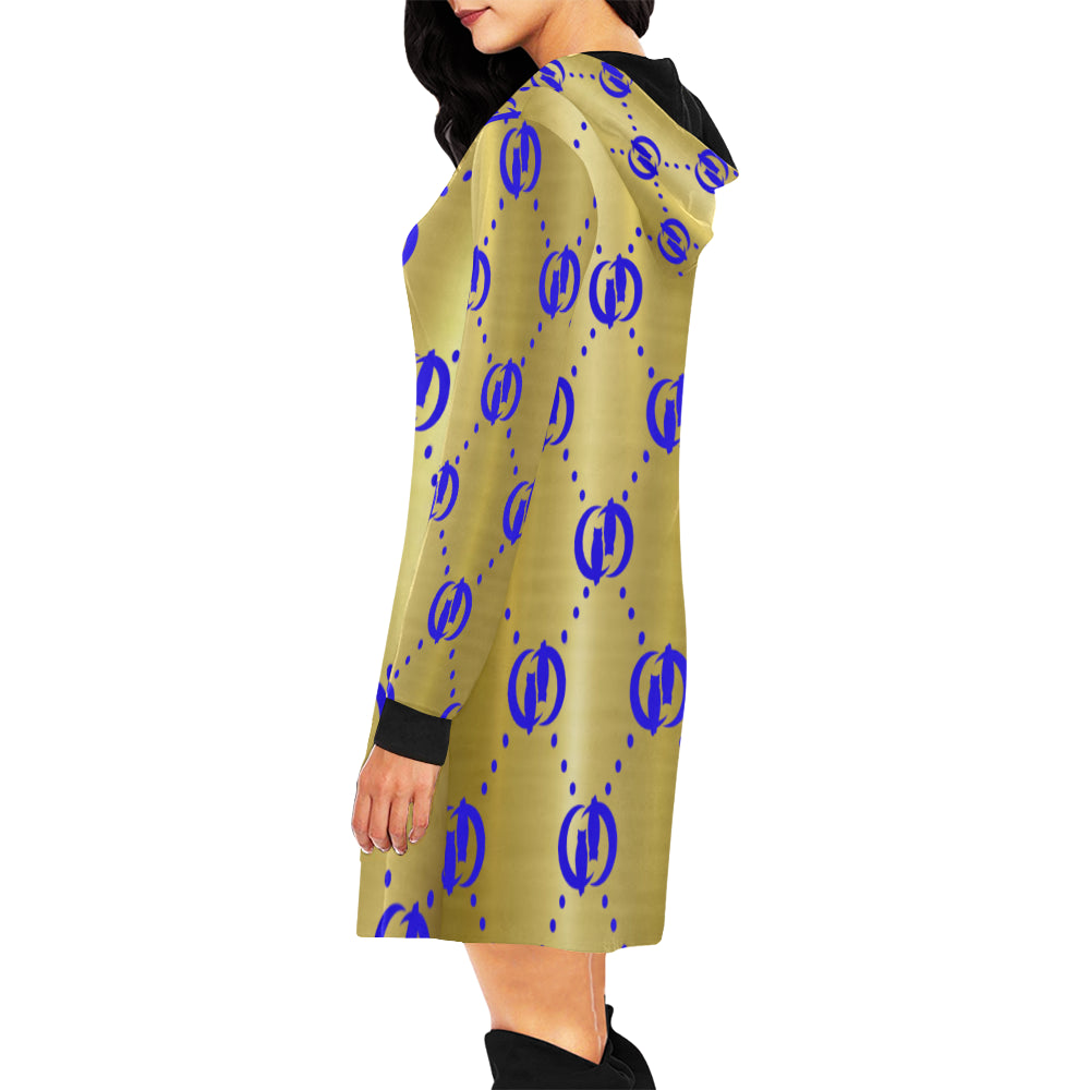 GOODIE GBLU All Over Print Hoodie Mini Dress