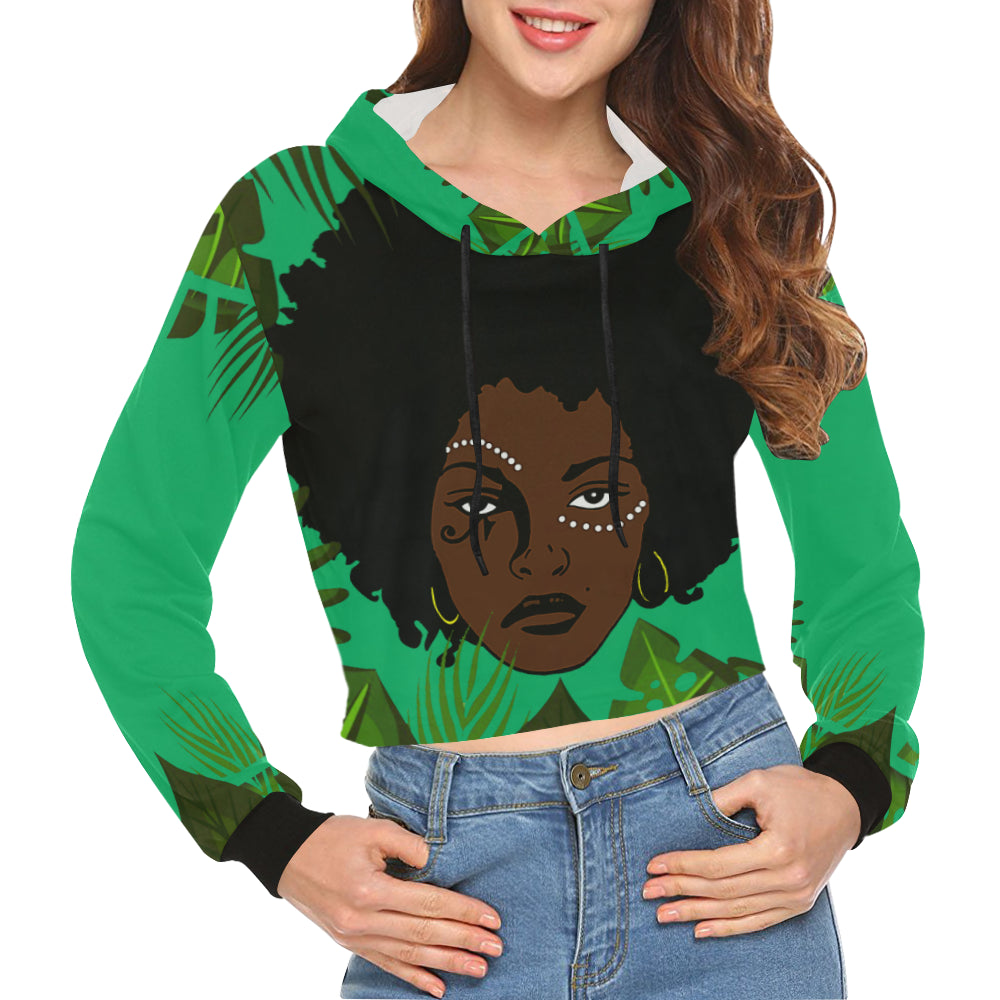 TROPICAL KWEEN All Over Print Crop Hoodie for Women