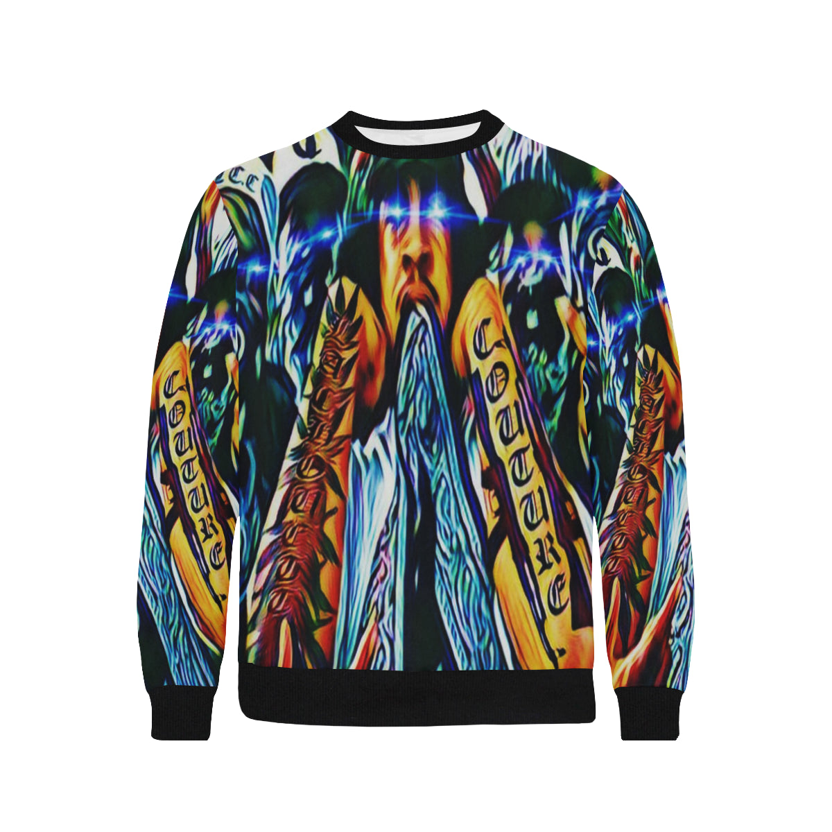 BLUEDROID Men's Rib Cuff Crew Neck Sweatshirt