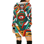 TEMBE ART All Over Print Hoodie Mini Dress