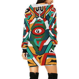 TEMBE ART All Over Print Hoodie Mini Dress