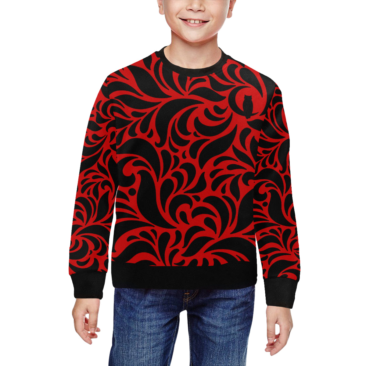 GORGIOUS LEAF RED All Over Print Crewneck Sweatshirt for Kids (Model H29)