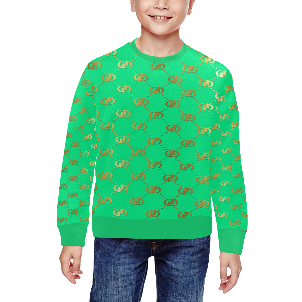 EXCELLENCE TRQGLD All Over Print Crewneck Sweatshirt for Kids (Model H29)