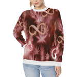 INFINITY RED COSMOS Women's Rib Cuff Crew Neck Sweatshirt (Model H34)