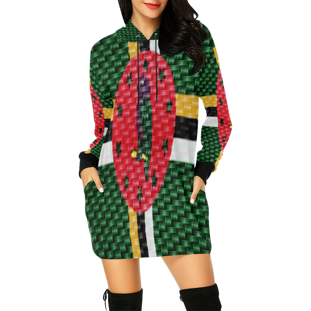 DOMINICA FLAG All Over Print Hoodie Mini Dress