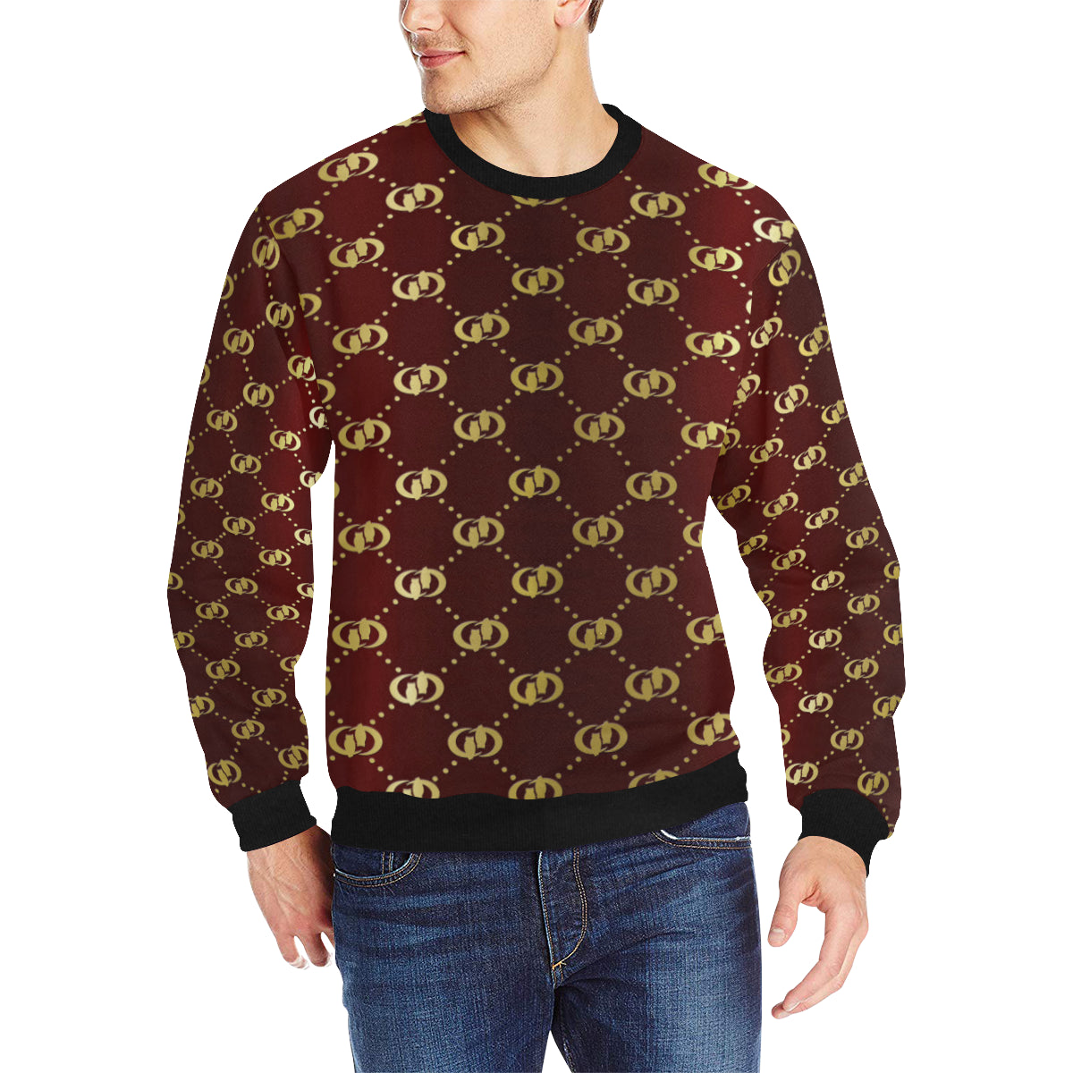 EXCELLENCE BRDXGLD Men's Rib Cuff Crew Neck Sweatshirt