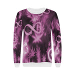 INFINITY PURPLE COSMOS Women's Rib Cuff Crew Neck Sweatshirt (Model H34)