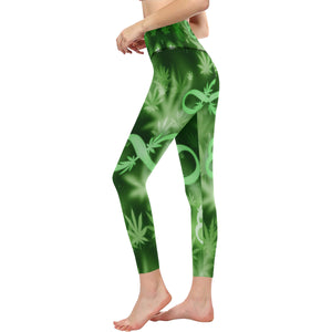 INFINITY GREEN COSMOS All Over Print High-Waisted Leggings (Model L36)