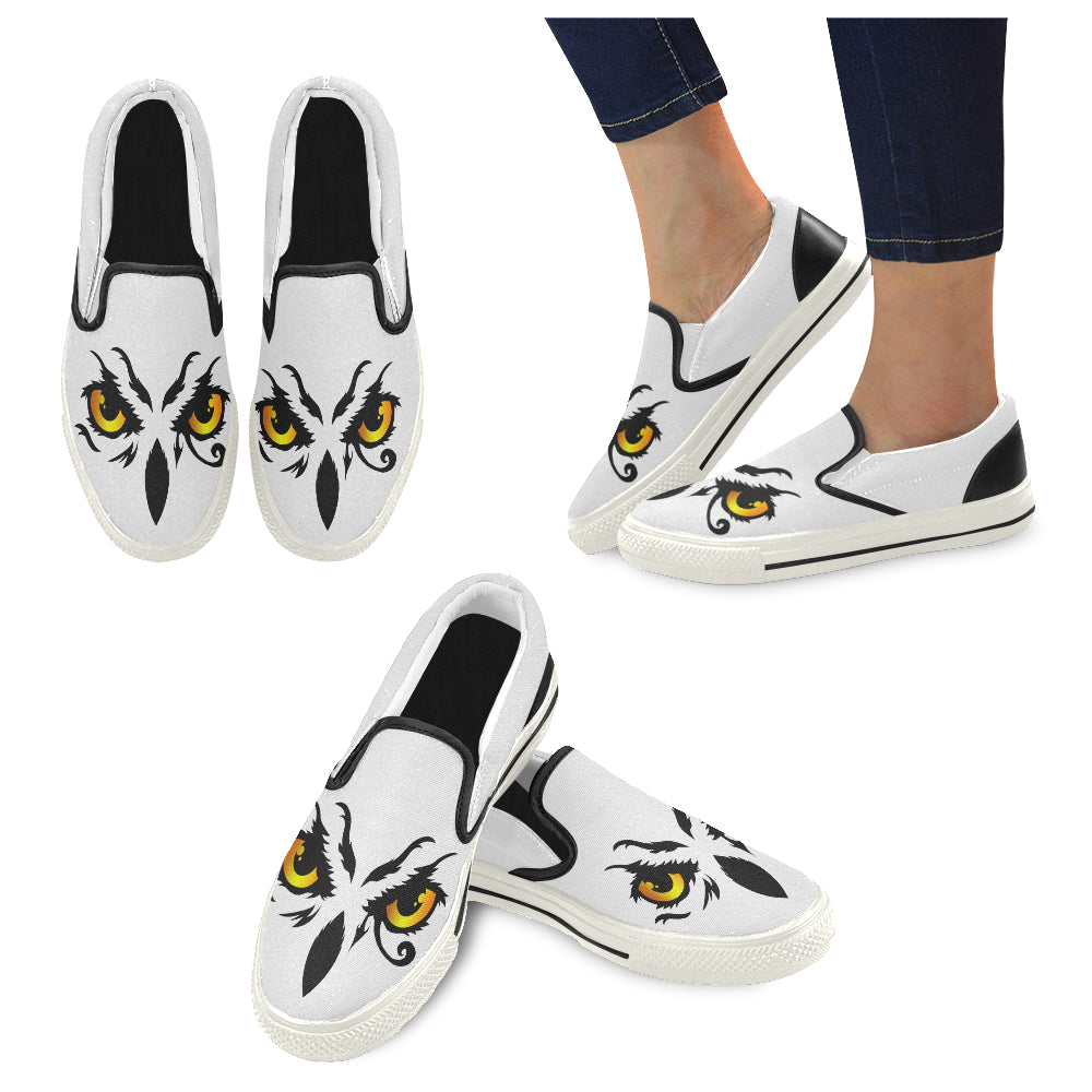 OWL FACE Men's Unusual Slip-on Canvas Shoes (Model 019)