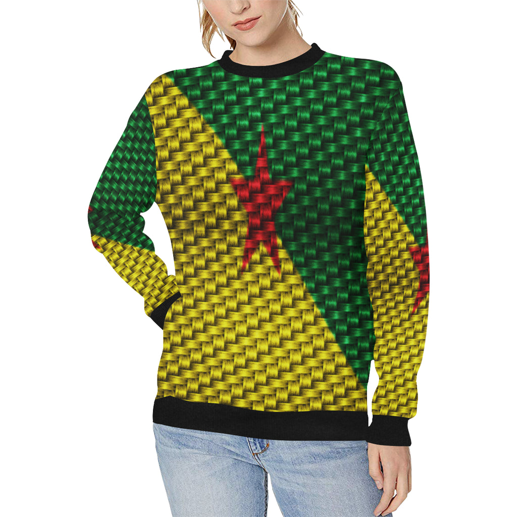YANA FLAG Women's Rib Cuff Crew Neck Sweatshirt