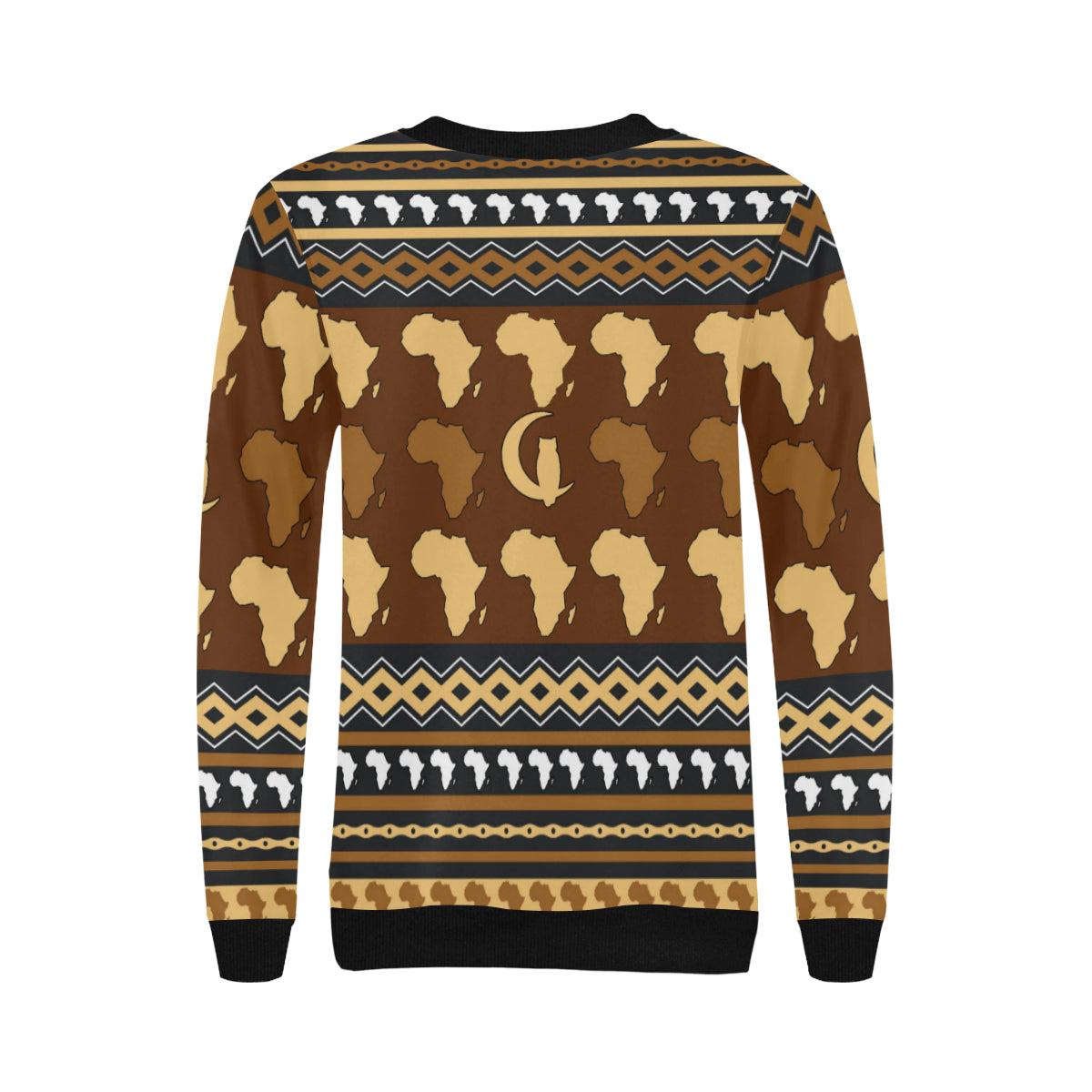 AFRIKA ORNEMENT Women's Rib Cuff Crew Neck Sweatshirt