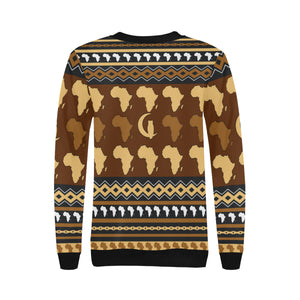 AFRIKA ORNEMENT Women's Rib Cuff Crew Neck Sweatshirt