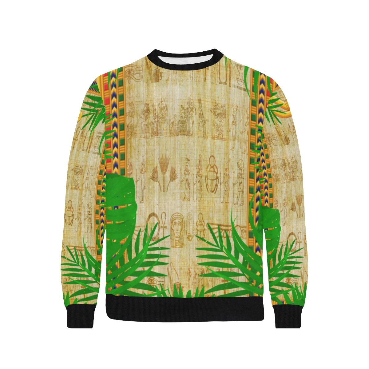 TROPICAL FOREST Men's Rib Cuff Crew Neck Sweatshirt