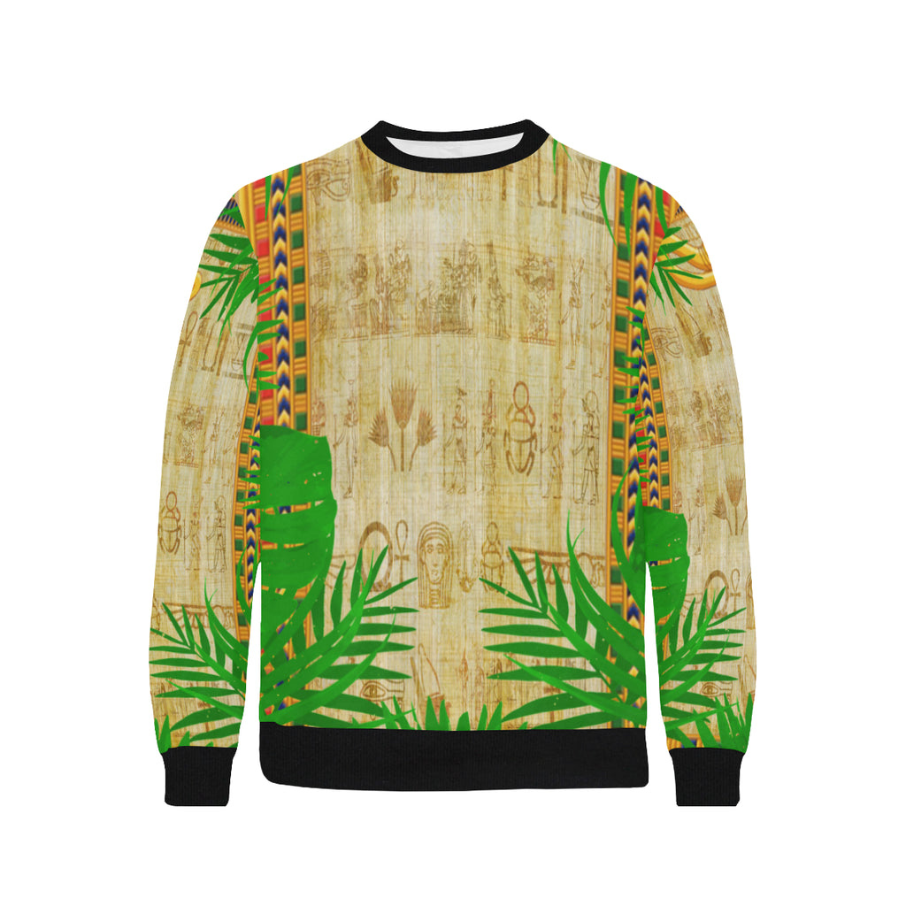 TROPICAL FOREST Men's Rib Cuff Crew Neck Sweatshirt