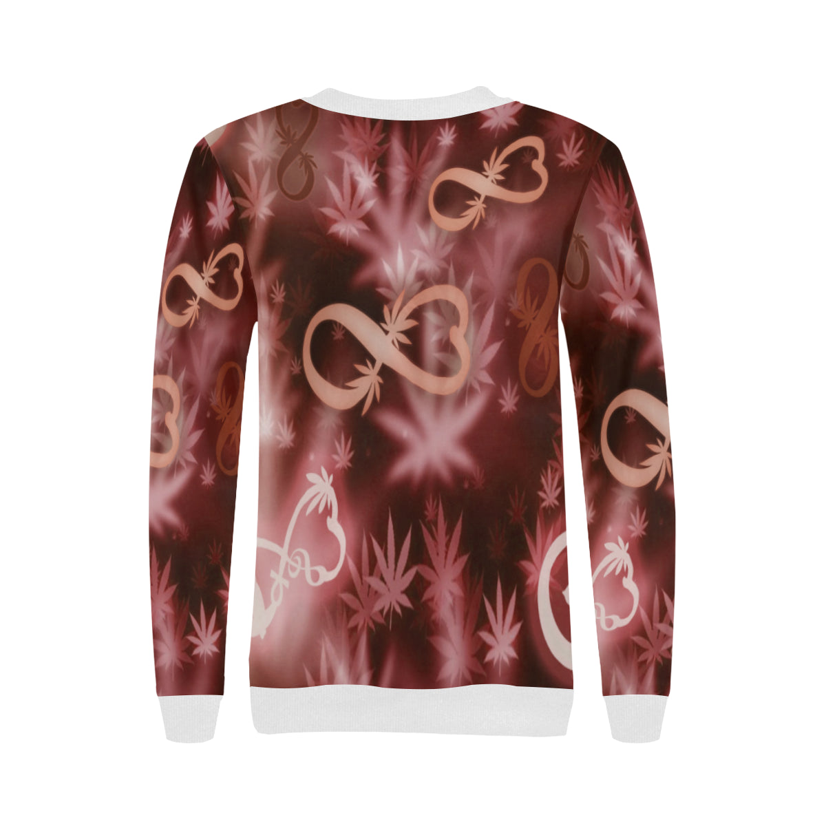 INFINITY RED COSMOS Women's Rib Cuff Crew Neck Sweatshirt (Model H34)
