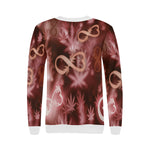 INFINITY RED COSMOS Women's Rib Cuff Crew Neck Sweatshirt (Model H34)