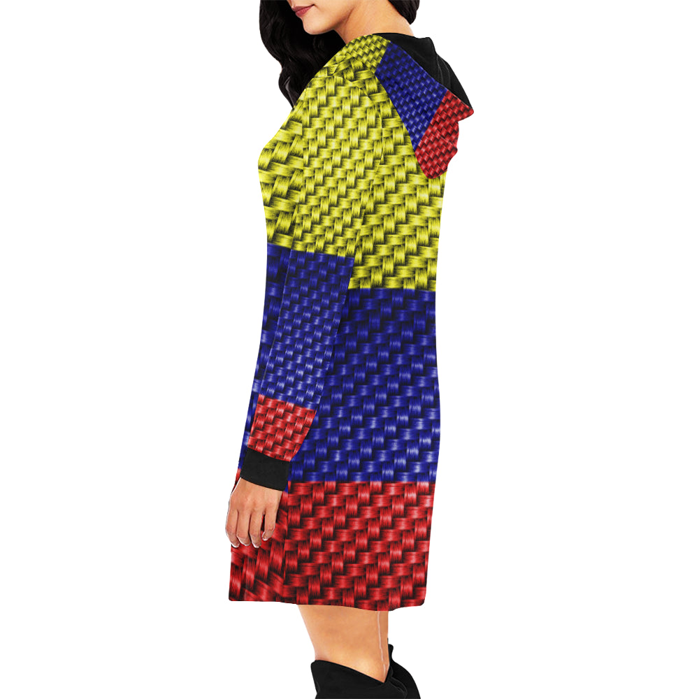 COLOMBIE FLAG All Over Print Hoodie Mini Dress