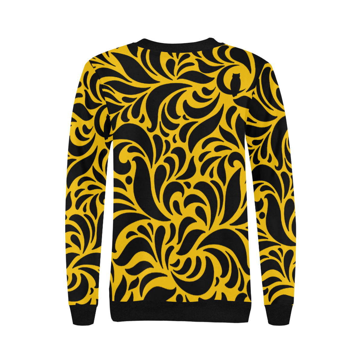 GORGIOUS LEAF YELLOW Women's Rib Cuff Crew Neck Sweatshirt (Model H34)