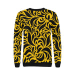 GORGIOUS LEAF YELLOW Women's Rib Cuff Crew Neck Sweatshirt (Model H34)