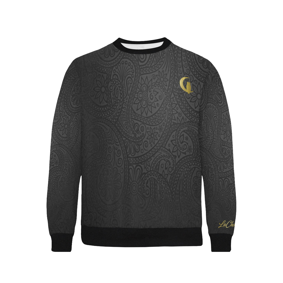 LUXURY GANG BLACC Men's Rib Cuff Crew Neck Sweatshirt