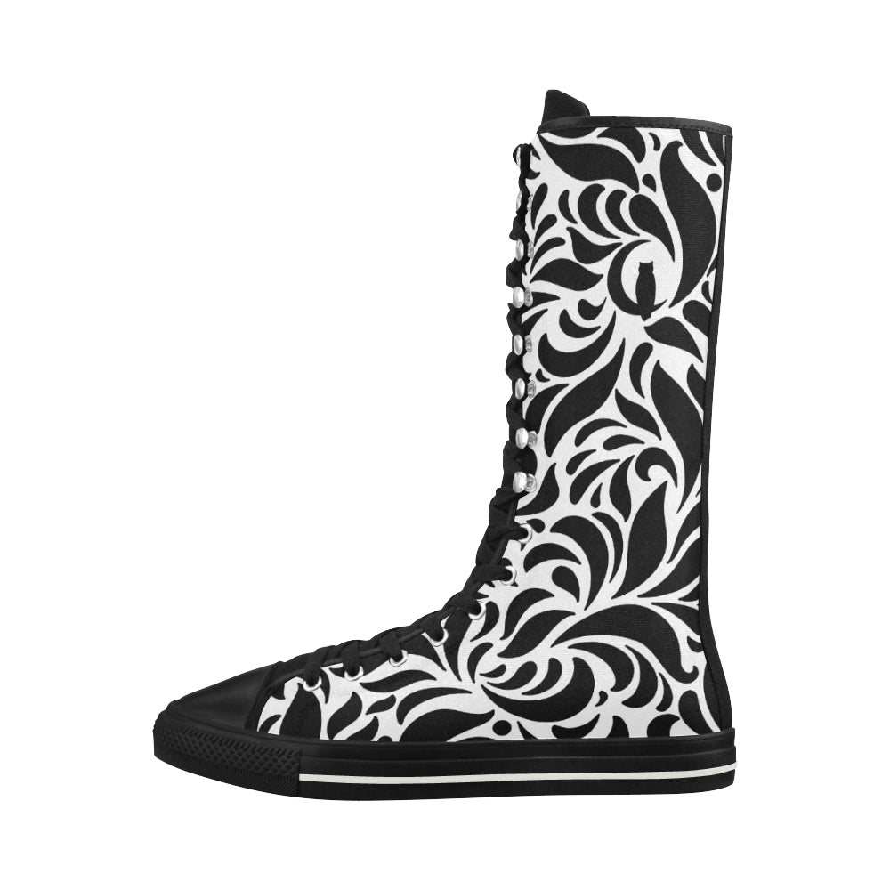 GORGIOUS LEAF WHT Canvas Long Boots For Women