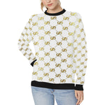 EXCELLENCE WHTGLD Women's Rib Cuff Crew Neck Sweatshirt (Model H34)