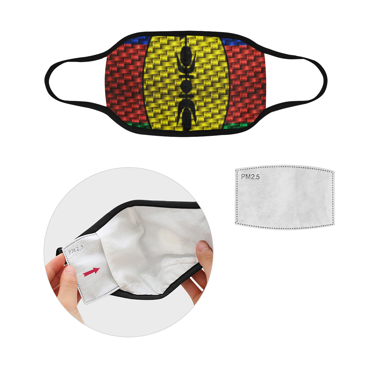 NOUVELLE CALEDONIE FLAG Mouth Mask in One Piece (2 Filters Included)