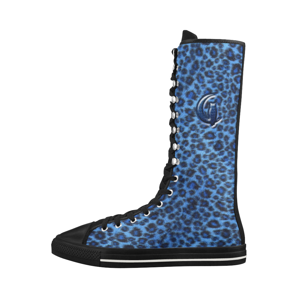 TIGER BLUE SKIN Canvas Long Boots For Women Model 7013H