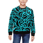 GORGIOUS LEAF TURQUOISE All Over Print Crewneck Sweatshirt for Kids (Model H29)