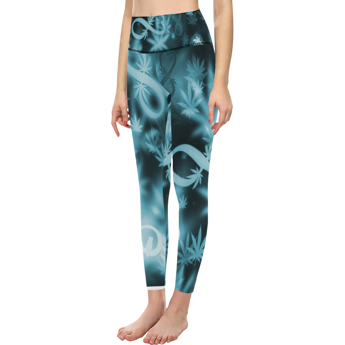 INFINITY BLUE COSMOS All Over Print High-Waisted Leggings (Model L36)