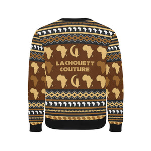 AFRIKA ORNEMENT Men's Rib Cuff Crew Neck Sweatshirt