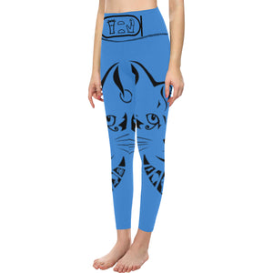 BASTET LIGHT BLUE All Over Print High-Waisted Leggings