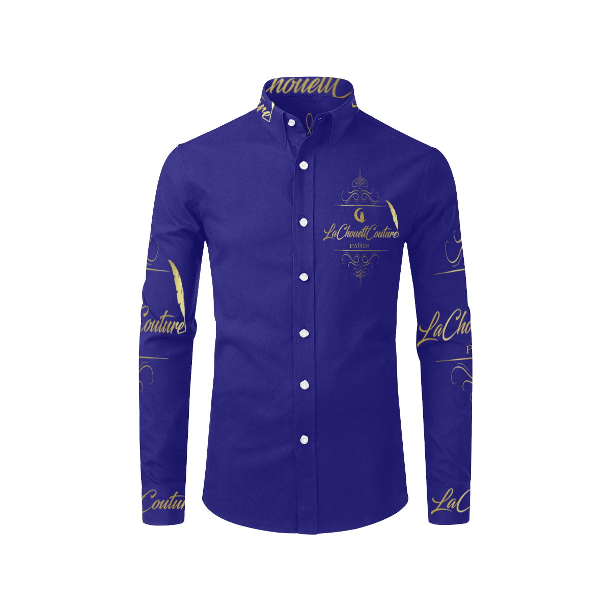 LCC PARIS NAVY Men's All Over Print Casual Dress Shirt (Model T61)