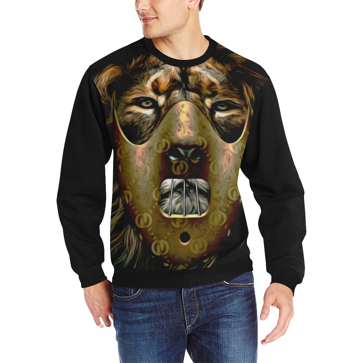 LION GANG Men's Rib Cuff Crew Neck Sweatshirt
