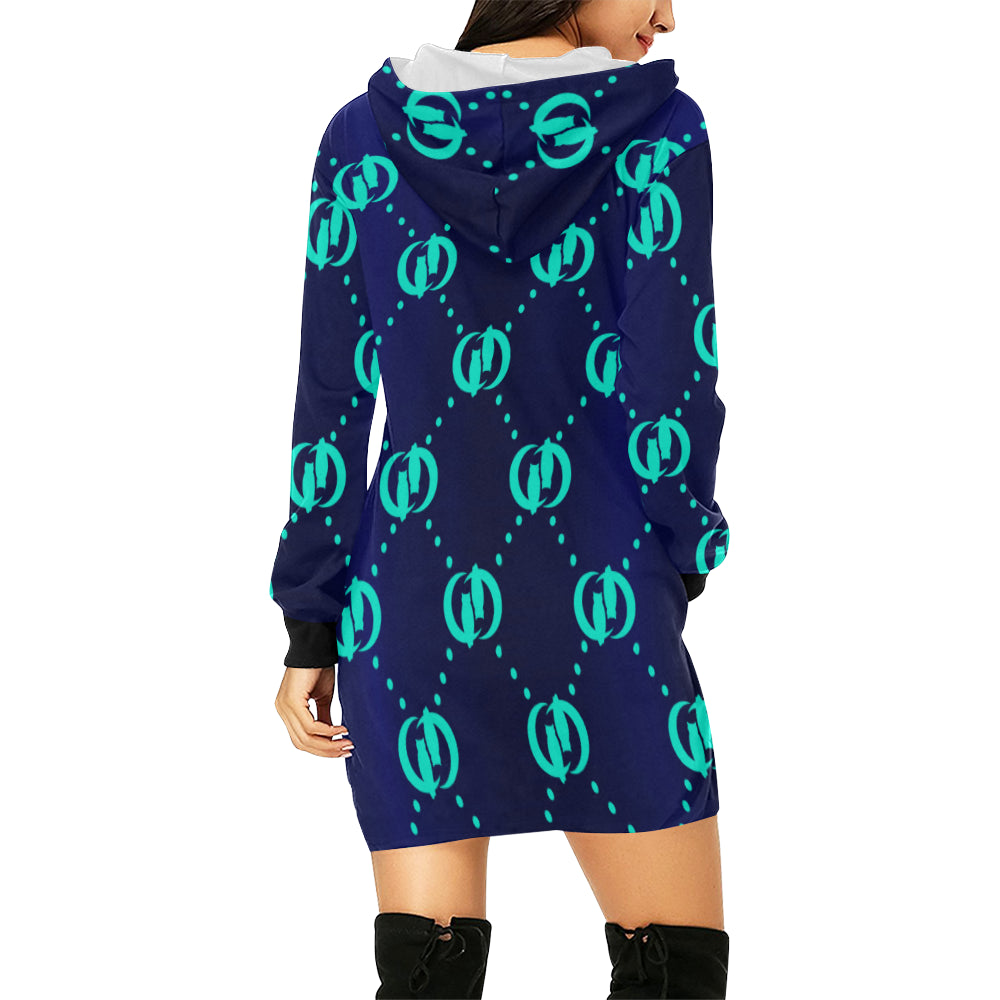 GOODIE BLUESKY All Over Print Hoodie Mini Dress