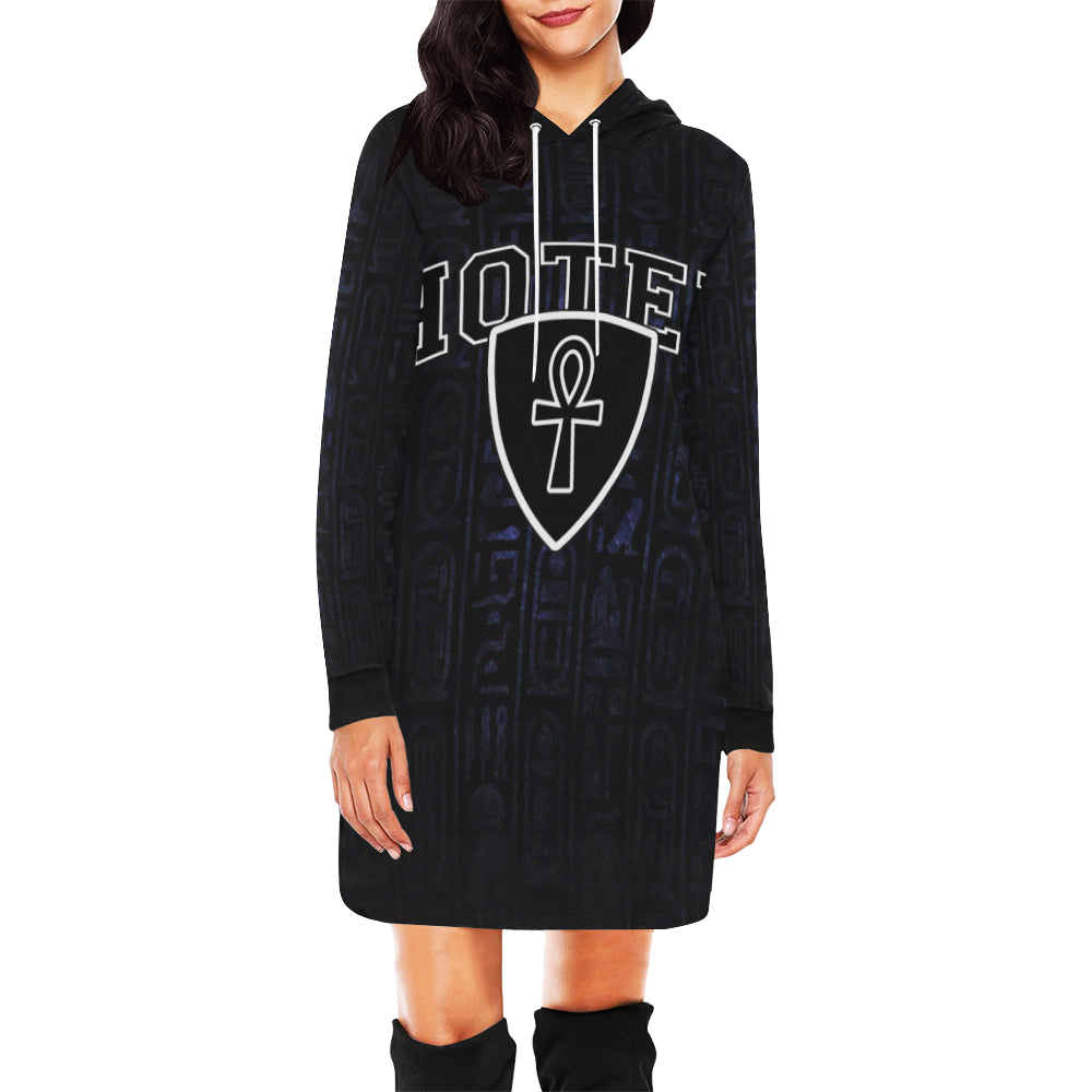 HOTEP ANKH All Over Print Hoodie Mini Dress