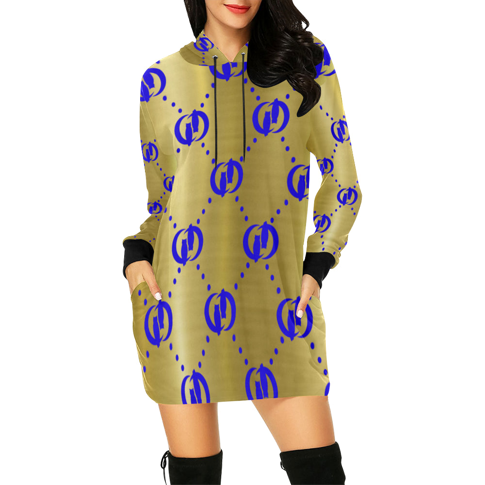 GOODIE GBLU All Over Print Hoodie Mini Dress