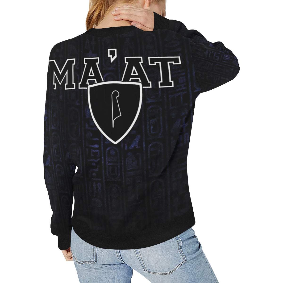 MA'AT Women's Rib Cuff Crew Neck Sweatshirt (Model H34)