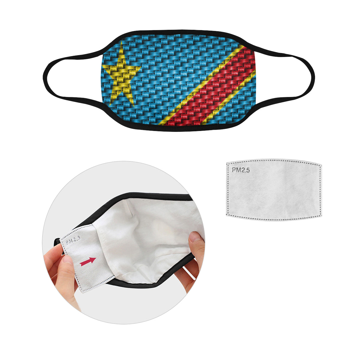 CONGO FLAG Mouth Mask in One Piece (2 Filters Included)