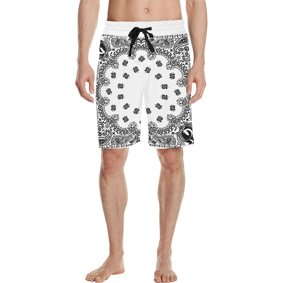 BANDANA WHT Men's All Over Print Casual Shorts