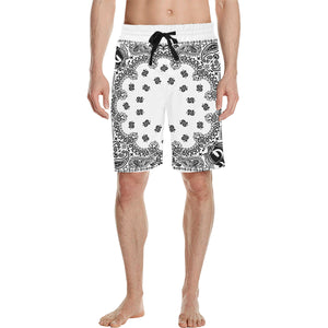 BANDANA WHT Men's All Over Print Casual Shorts