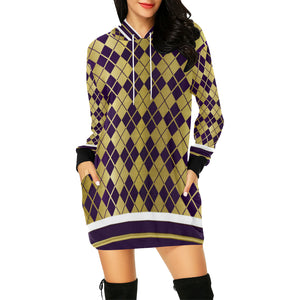 ARLEQUIN GRAPE All Over Print Hoodie Mini Dress