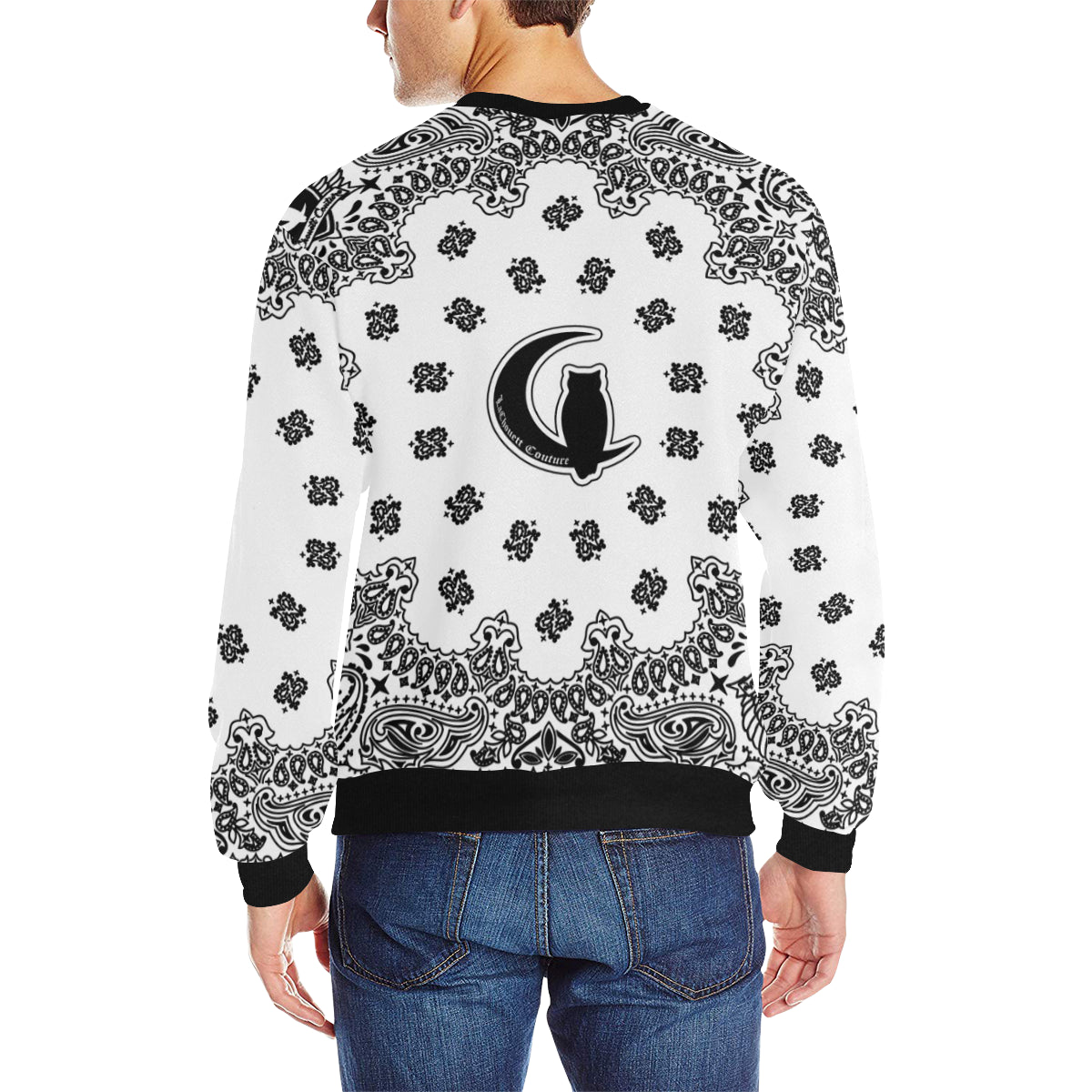 BANDANA WHT Men's Rib Cuff Crew Neck Sweatshirt