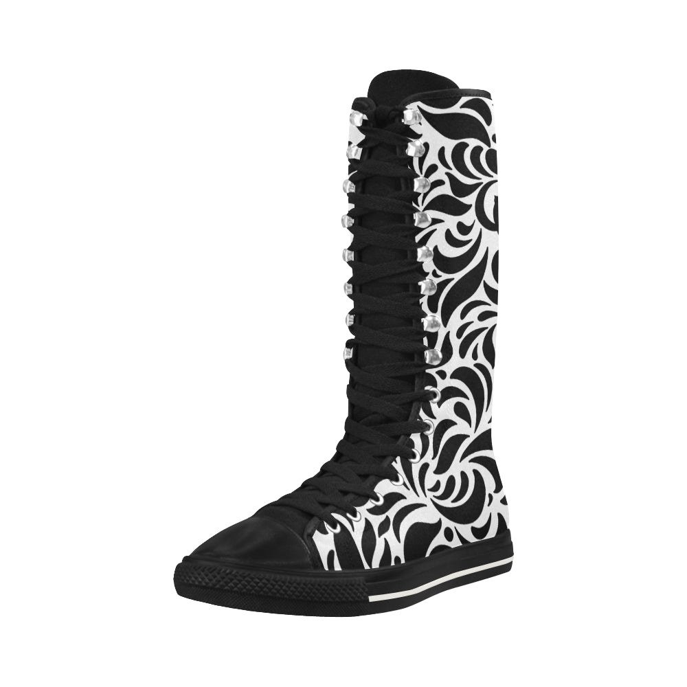 GORGIOUS LEAF WHT Canvas Long Boots For Women