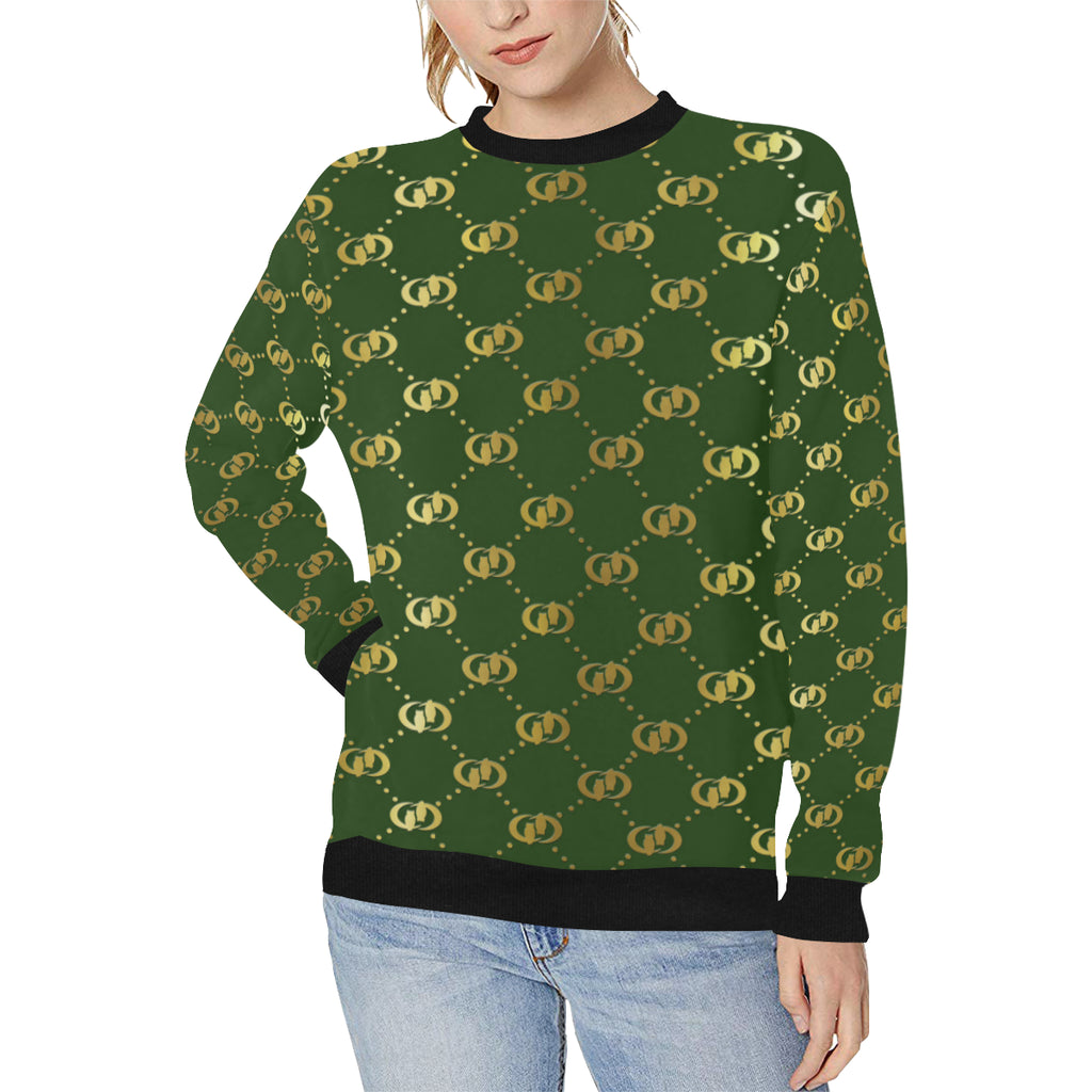 EXCELLENCE KAKIGLD Women's Rib Cuff Crew Neck Sweatshirt (Model H34)