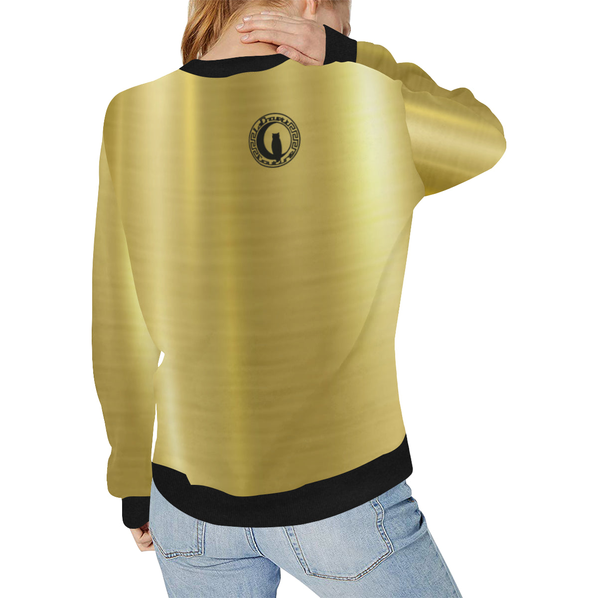 GOLDIE CHOUETT Women's Rib Cuff Crew Neck Sweatshirt (Model H34)
