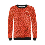 RED TIGER SKIN Women's Rib Cuff Crew Neck Sweatshirt (Model H34)