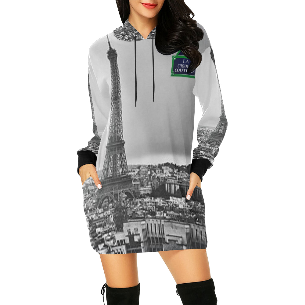 RUE DE PARIS All Over Print Hoodie Mini Dress (Model H27)