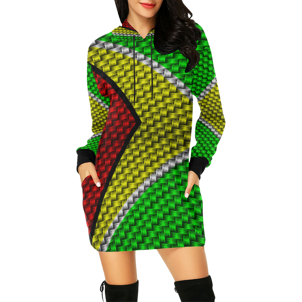GUYANA FLAG All Over Print Hoodie Mini Dress (Model H27)