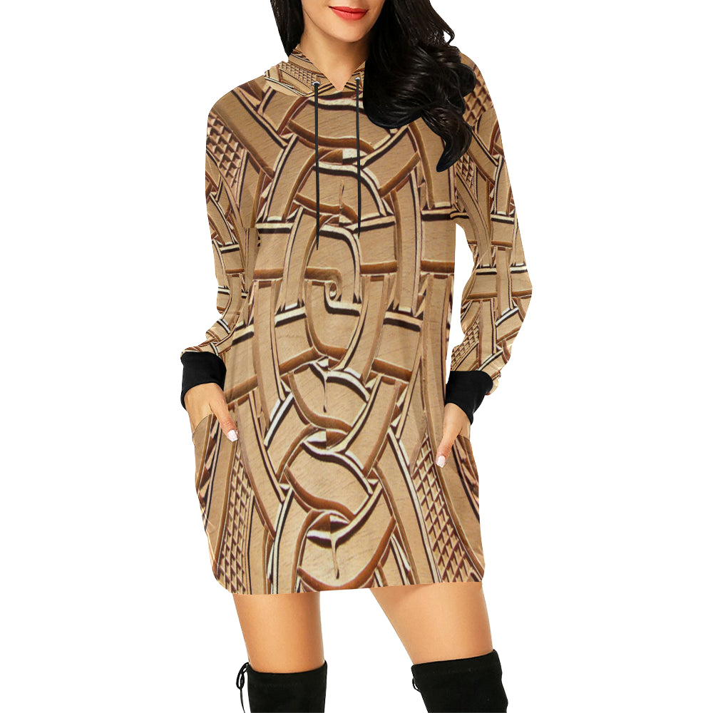 TEMBE ART WOOD All Over Print Hoodie Mini Dress